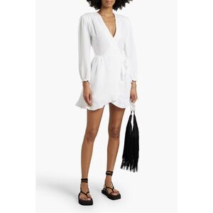 IRO Loomy Ruffled Linen-Blend Mini Wrap Dress
